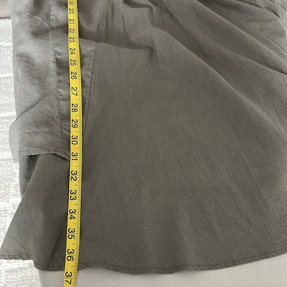 Miila Linen Blend Slip Dress Tiered Olive Green Button Front LagenLook Size M - Picture 9 of 9